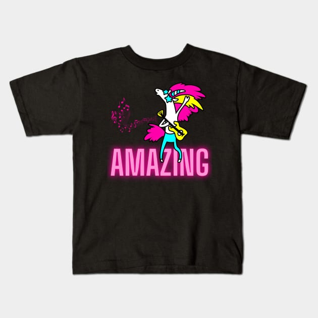 Amazing Unicorn Kids T-Shirt by nathalieaynie